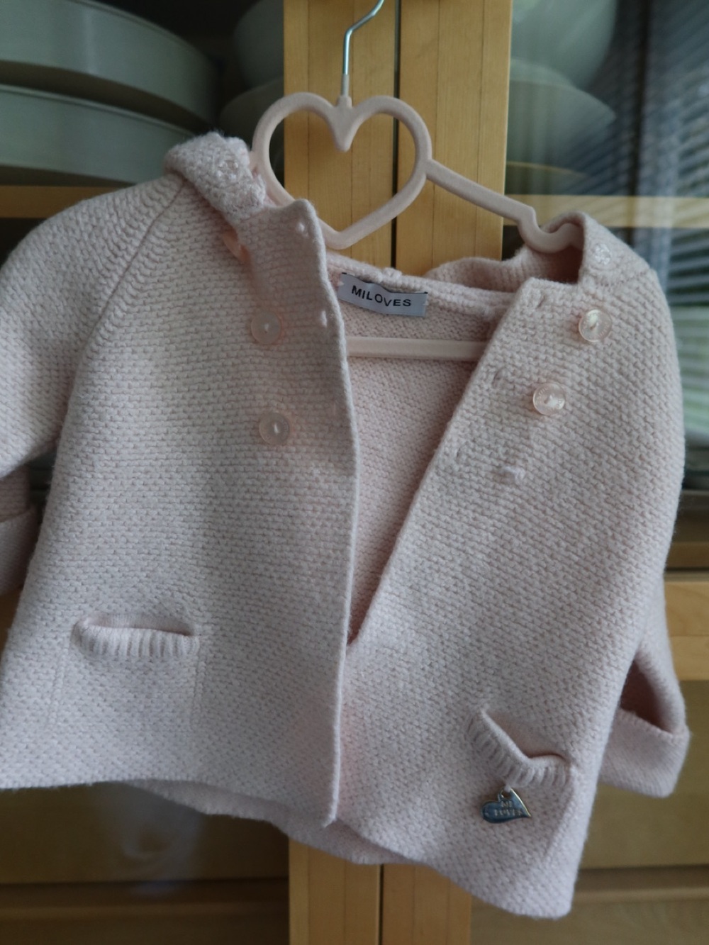 Love Pale Pink Knit Hooded Jacket for Kids